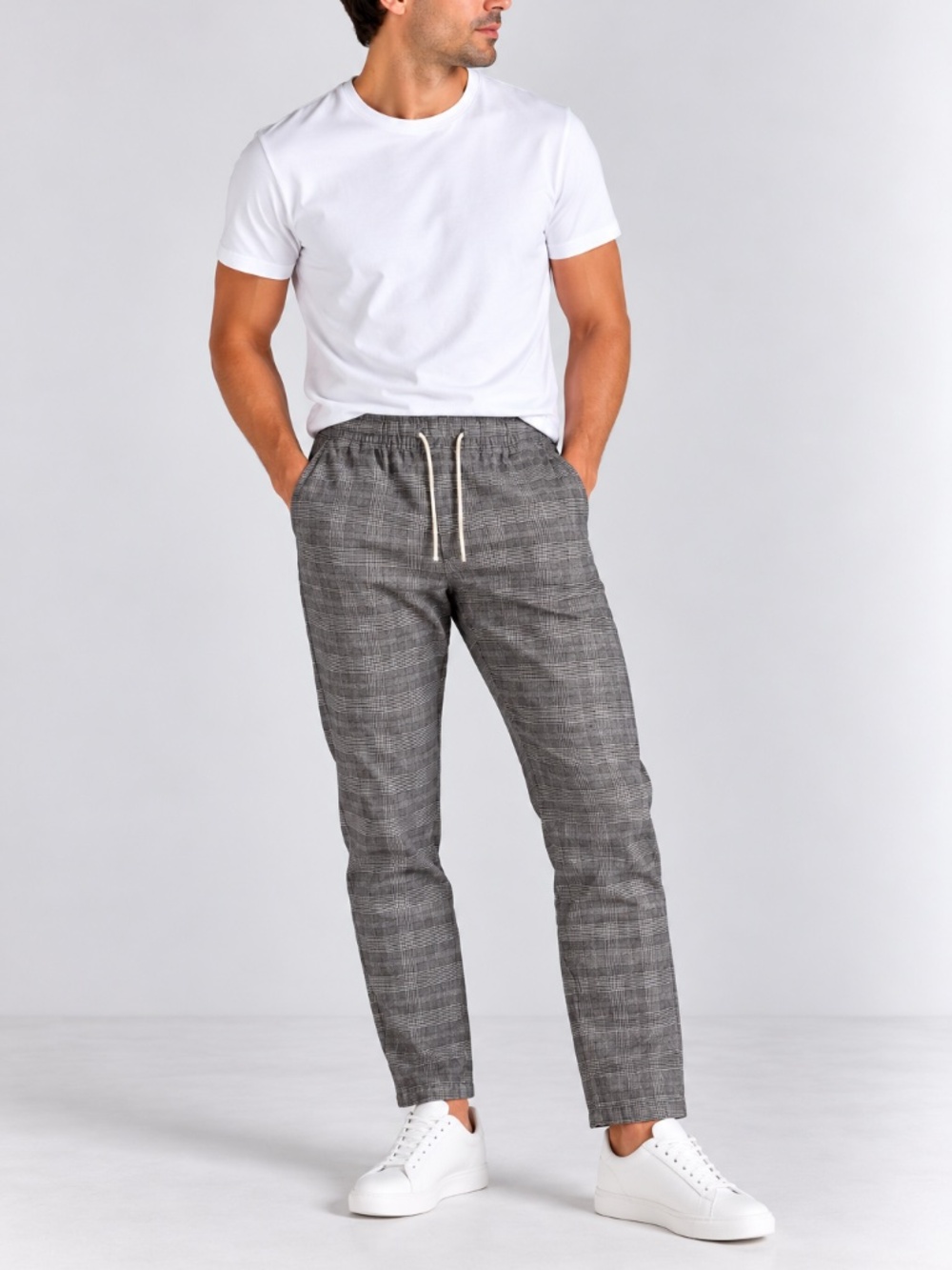 Abercrombie & Fitch Men’s Gray Plaid Drawstring Pants Size Large